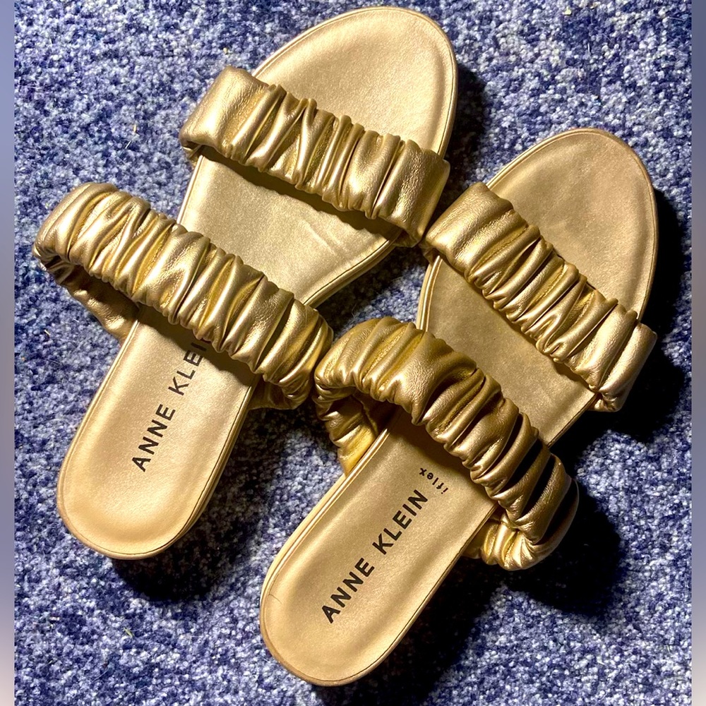 Anne Klein Iflex Slide-On Gold Sandals